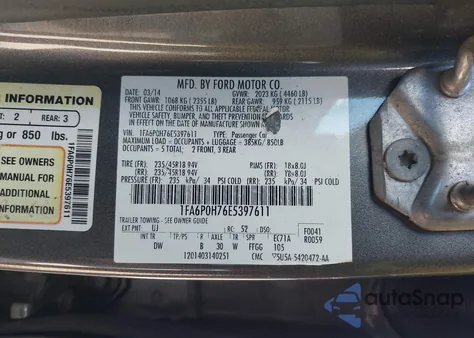 2014 Ford Fusion Se z USA, uszkodzony, nr VIN 1FA6P0H76E5397611